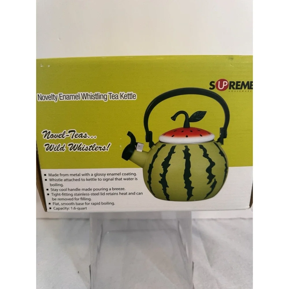 Supreme Watermelon‎ Enameled Tea Kettle 1.6 Quart Enamel-on-Steel Whistling NEW